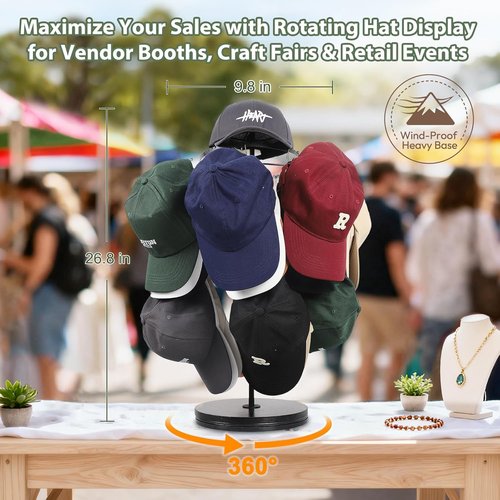 Keebofly Hat Rack Organizer - 3-Tier Free Standing Display Holds 40+ Caps | Portable for Home & Vendors