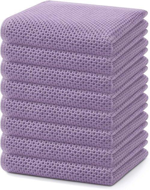 Homaxy Kitchen Dish Towels - Ultra Soft 100% Cotton Waffle Weave, Quick Drying, 13 x 28 Inches, 8-Pack in Lavender