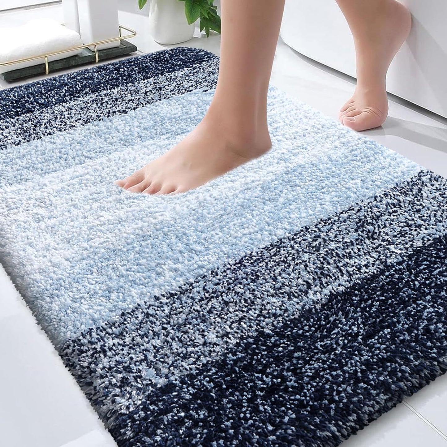 OLANLY Bathroom Rugs - Extra Soft Microfiber Mat | Quick-Dry, Machine Washable, 36x24, Navy Blue