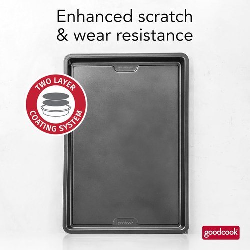 GoodCook PRO Nonstick Baking Sheet Pan - Large 11 x 17-Inch, Scratch-Resistant Carbon Steel, Oven Safe to 480°F, Gray