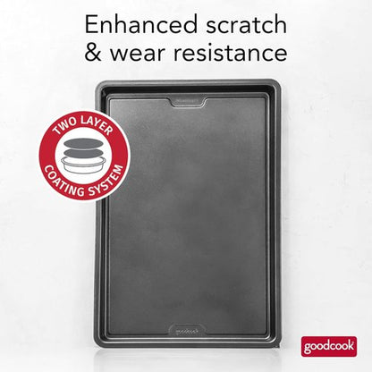 GoodCook PRO Nonstick Baking Sheet Pan - Large 11 x 17-Inch, Scratch-Resistant Carbon Steel, Oven Safe to 480°F, Gray