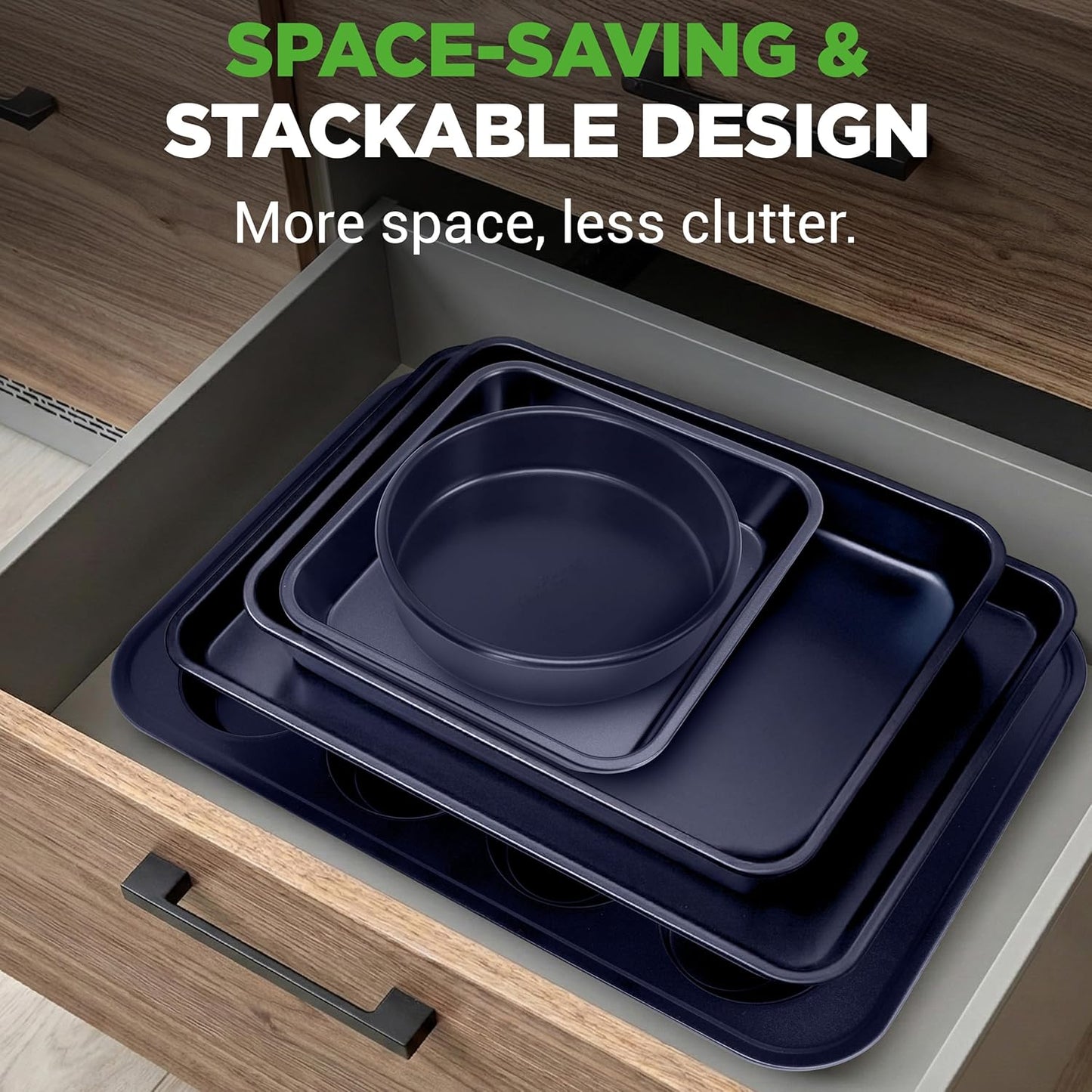 NutriChef 6-Piece Nonstick Baking Pans Set - Carbon Steel Bakeware for Easy Clean & Restaurant Quality