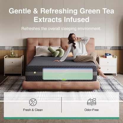 Novilla Queen Mattress 12 Inch, Queen Gel Memory Foam Mattress for Spinal Alignment, Responsive Support & Refreshing Sleep Comfort, with Green Tea-Infused Foam, Medium Firm, Mattresses in a Box