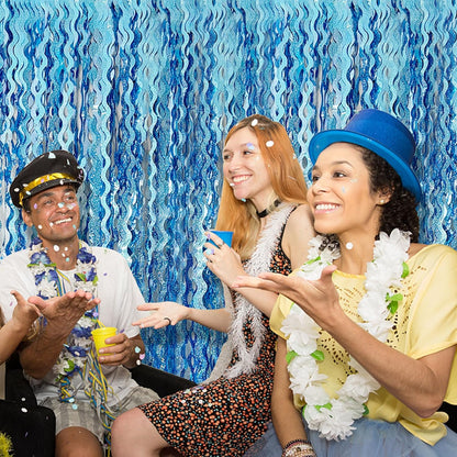 Skiennix Tinsel Foil Fringe Curtains - Sparkling Wavy Backdrop for Parties | Photo Booth Decor