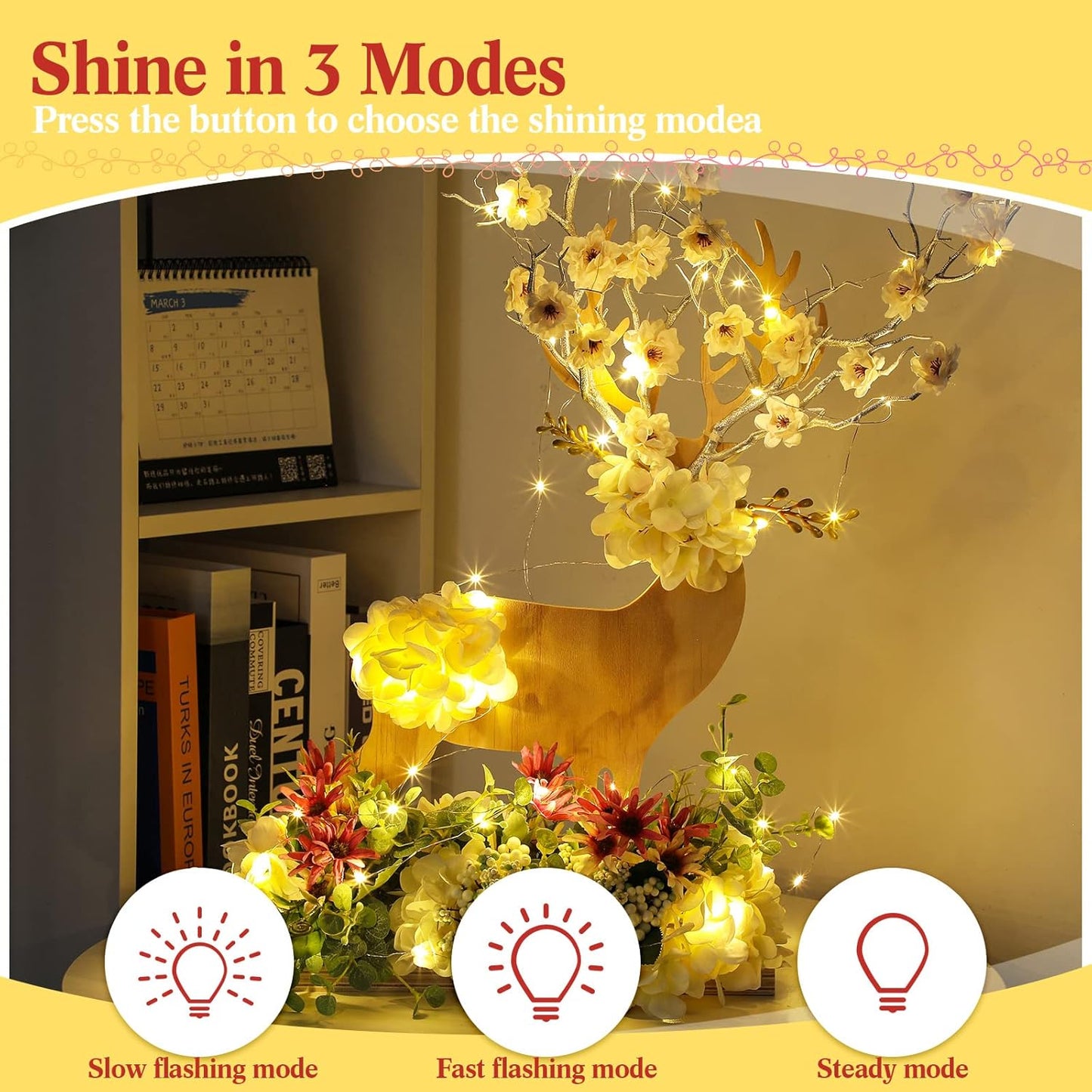 Tuanse LED Fairy Lights - 150 Pack Battery Operated String Lights | 3 Speed Modes, 7 ft, Warm White