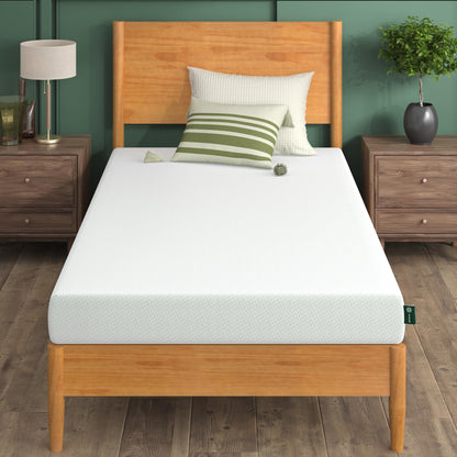 Zinus 6 Inch Green Tea Memory Foam Mattress, Twin, Fiberglass Free, Patented Custom Contour Support, Sturdy Base Foam, CertiPUR-US Certified, Mattress in A Box, White