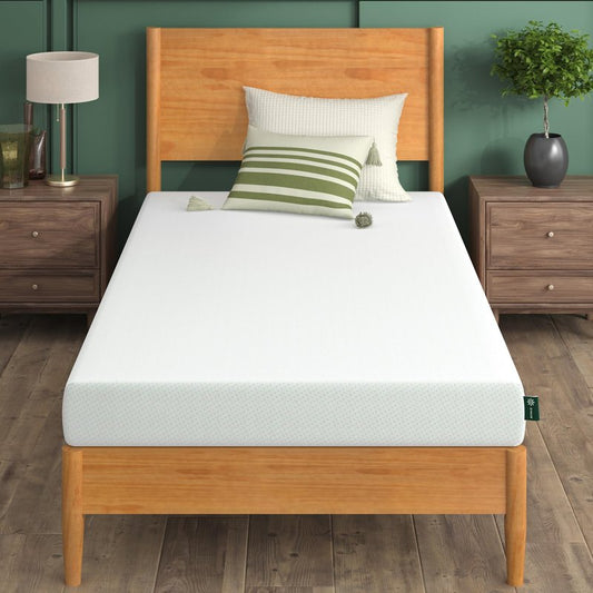 Zinus 6 Inch Green Tea Memory Foam Mattress, Twin, Fiberglass Free, Patented Custom Contour Support, Sturdy Base Foam, CertiPUR-US Certified, Mattress in A Box, White