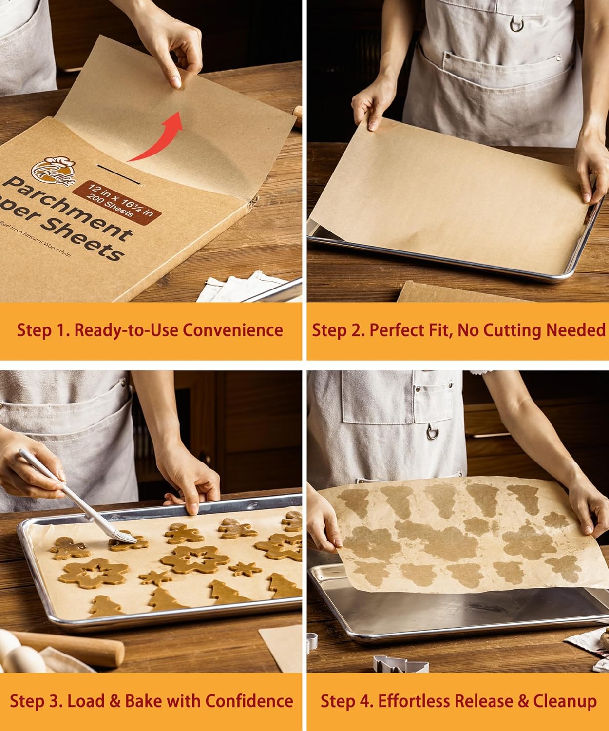 Unbleached Parchment Paper Baking Sheets by [Brand Name] - 200 Pcs Non-Stick Precut 12x16.5 Inches for Cookies, Bread & Air Frying