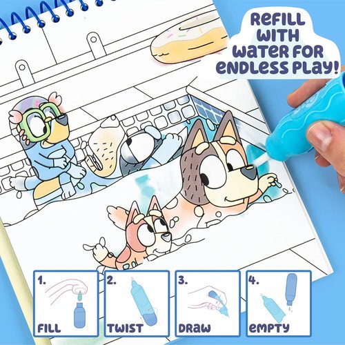 Horizon Group USA Bluey Aqua Art - Reusable Water Reveal Activity Pages for Mess-Free Drawing