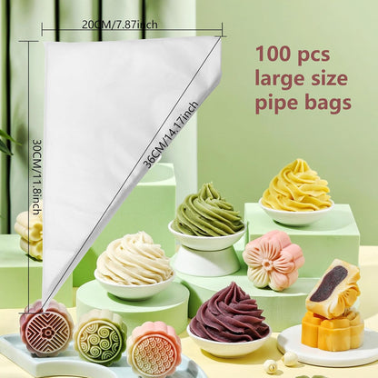 Skiennix 100-Count Anti-Burst Piping Bags - 12-Inch Disposable Cake Decorating Bags for Icing & Frosting