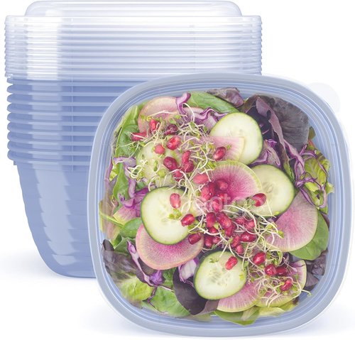 Bentgo Prep - Reusable 1-Compartment Meal Prep Bowls with Custom Fit Lids - 10 Durable, Microwaveable Bowls & Lids (Periwinkle)