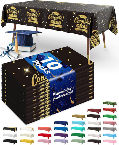 Pureegg Graduation Decorations - Class of 2026 Blue Disposable Tablecloths | 10 Pack, 54 x 108 Inch