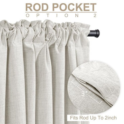 100% Blackout Shield Linen Blackout Curtains for Bedroom 96 Inches Long, Back Tab/Rod Pocket Living Room Drapes, Thermal Insulated Blackout Curtains 1 Panel Set, 100" W x 96" L, Beige