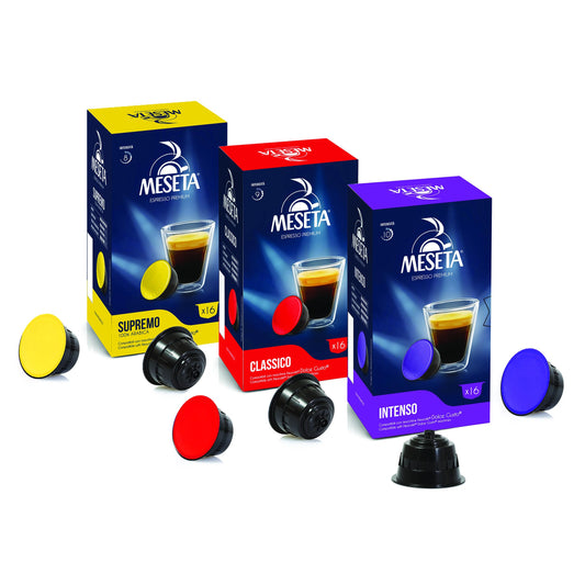 Meseta Italian Variety Nescafe Dolce Gusto Compatible Coffee Capsule Pods - Supremo, Classico, Intenso Flavors - For Use in Nescafe Dolce Gusto Machines - Variety Sampler 48 Pack