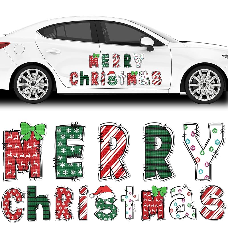 Variation of THIS listing: Cute Xuhal 14 Pcs Christmas Car Magnets Reflective Merry Xmas Letters