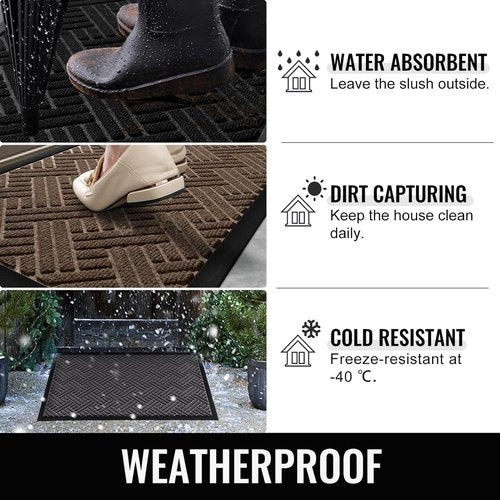 BEHERO Welcome Mat - Heavy Duty Absorbent Door Mat for Indoor/Outdoor Use | 29.5x17 Inch, Stain & Fade Resistant, Non-Slip, Black