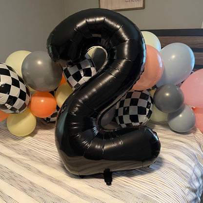 Skiennix Black Foil Number 2 Balloon - 40'' Giant Self-Inflating Helium Balloon for 2nd Birthday & Celebrations