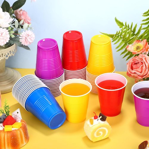 Kochorie 60 Pcs 12 Oz Colorful Plastic Cups - Heavy Duty Disposable Party Drinking Cups for Celebrations