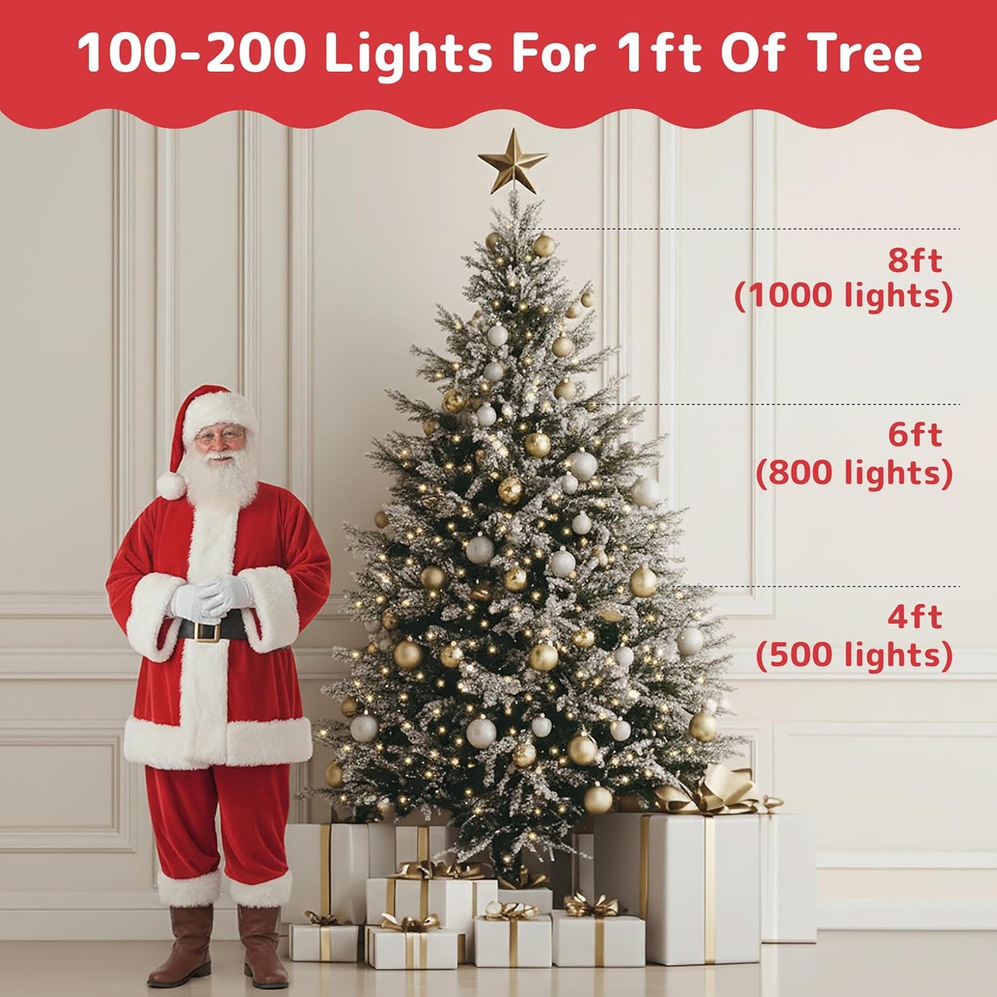 PREXTEX Clear Christmas Tree Lights - 10 ft Warm White String Lights for Indoor/Outdoor Decor | 50 Count