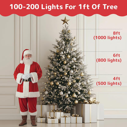 PREXTEX Clear Christmas Tree Lights - 10 ft Warm White String Lights for Indoor/Outdoor Decor | 50 Count