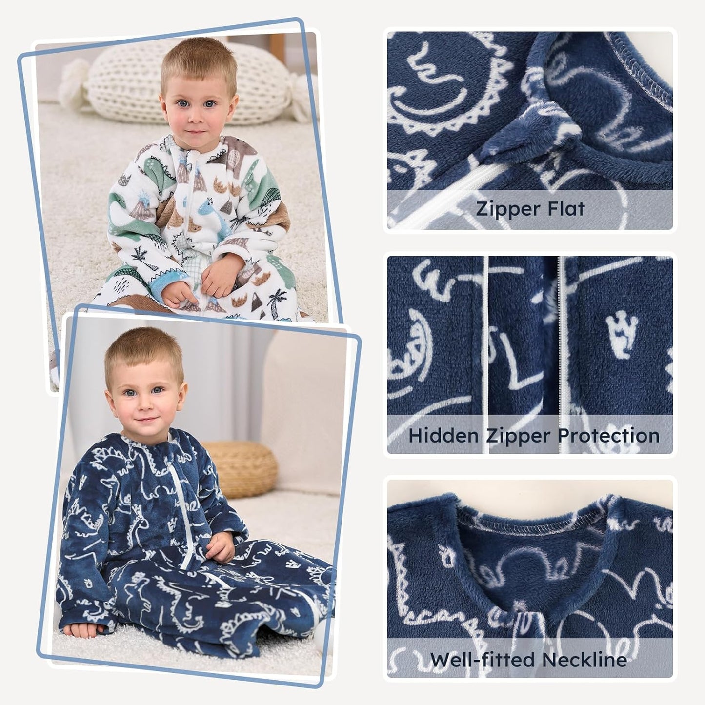 Yoofoss Baby Sleep Sack - Long Sleeve 1.5 Tog Fleece Wearable Blanket | 12-18 Months, Soft & Warm