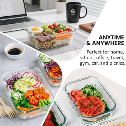 HOTEC 35oz Glass Food Storage Containers - Airtight & Versatile for Microwave, Oven, Freezer | 4-Pack