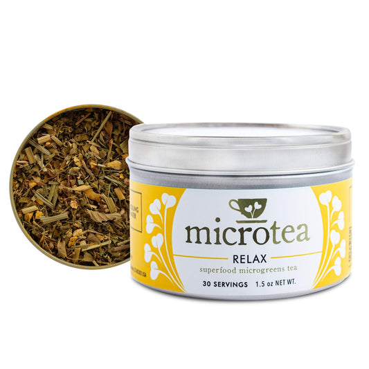 MICROTEA Organic Loose Leaf Functional Teas PLUS Immune Supporting Antioxidant Microgreens for Vitamins, Micronutrients | (Relax)