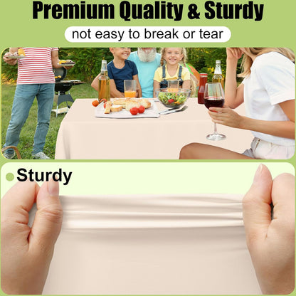Smiry Disposable Tablecloths - Waterproof 54 x 108 Inch Rectangle Covers | 6 Pack, Ivory, Sturdy & Leakproof