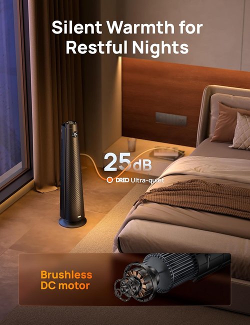 DREO Space Heater - Large Room Electric Heater with Remote & 120° Oscillation | Quiet 25dB, 8 Safety Features, Adjustable Thermostat