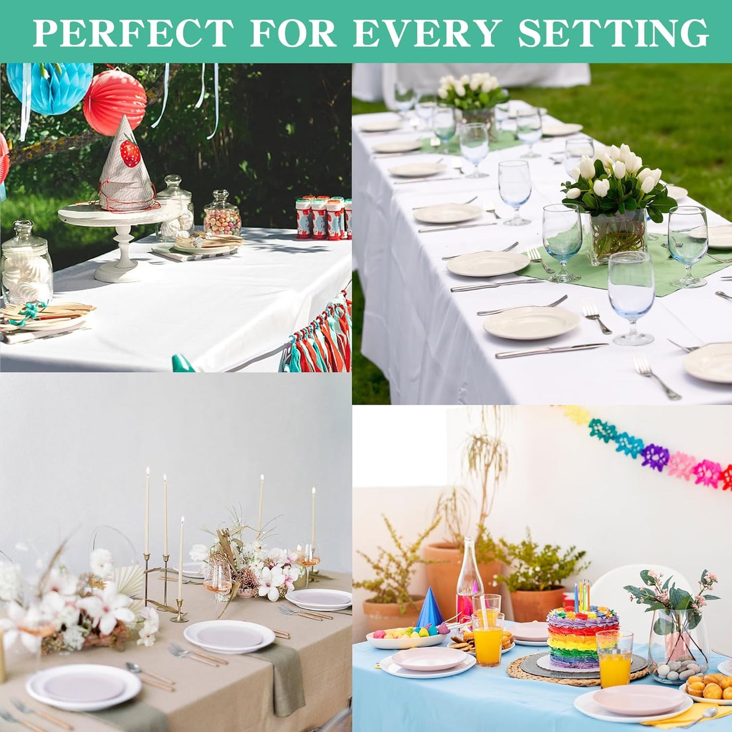 Skiennix 4FT Rectangular Table Cloth - Washable Black Spandex Cover for Events, Parties & Weddings