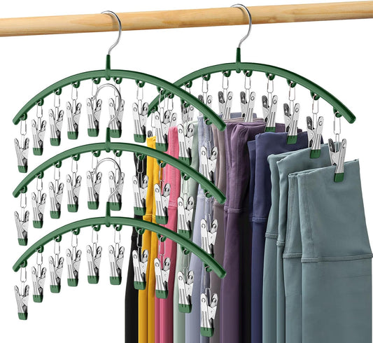Skiennix Legging Organizer - Metal Yoga Pants Hangers with 10 Clips | Space-Saving Closet Storage, Green