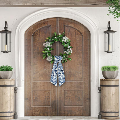 Regine Switzerland Wreath Sash - Floral Satin Ribbon for Front Door Decor | 5.1 x 54.3 Inches