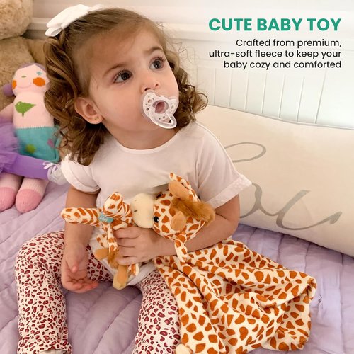 Giraffe Security Blanket - Ultra-Soft Baby Lovey for Sensory Comfort & Sleep Support | Machine Washable, Newborn & Toddler