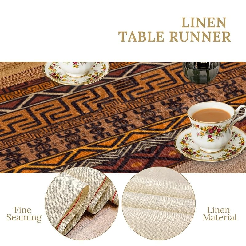 African Mud Cloth Table Runner 13" x 36" with Black-4+W Variation