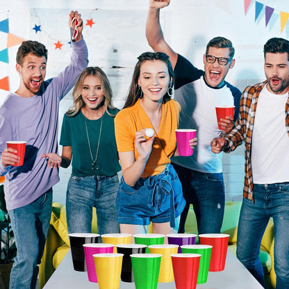 Skiennix 12 Oz Colorful Disposable Plastic Cups - 120 Pcs for Parties, Picnics & Events