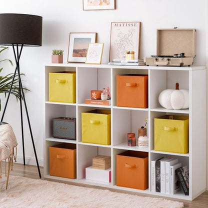 Granny Says 11-Inch Cube Storage Bins - Fabric Organizer with Handles | 6-Pack in Yellow & Orange