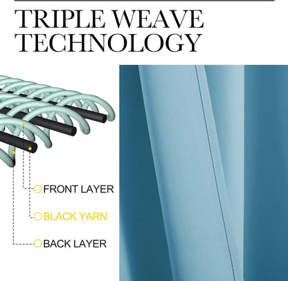 NICETOWN Teal Blue Blackout Curtains - Thermal Insulated 86-Inch Long Drapes | 2 Panels, 55" Wide for Living Room