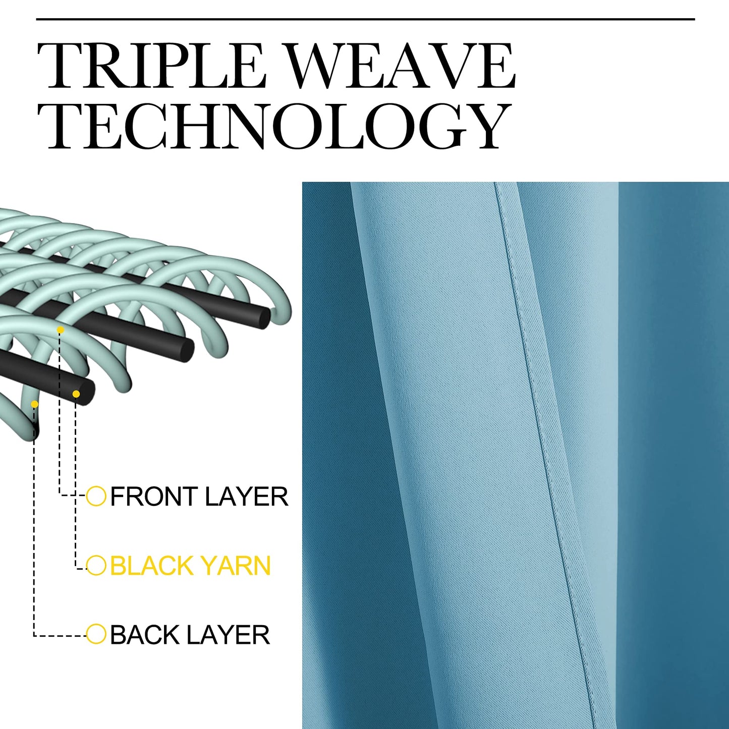 NICETOWN Teal Blue Blackout Curtains 102 inches Length for Living Room, 2 Panels, 55" Wide, Thermal Insulated Long Drapes for Large Window