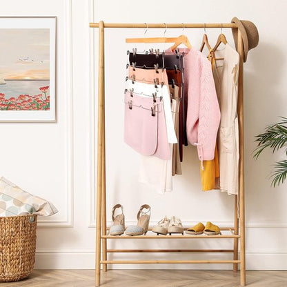 DOIOWN Skirt Hangers - Space-Saving Beechwood Clips for Women | 3-Pack 5-Tier Closet Organizer