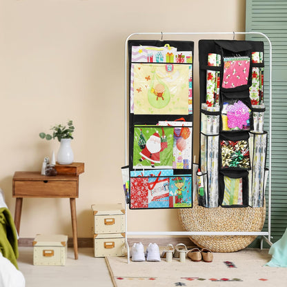 Simple Houseware Gift Wrap Organizer - Double-Sided Storage Pockets, Black | Set of 1