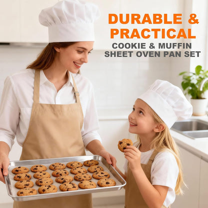 Onader Large Baking Sheet - 18 x 13 Inch Stainless Steel Cookie Pan | Dishwasher Safe, 2-Pack