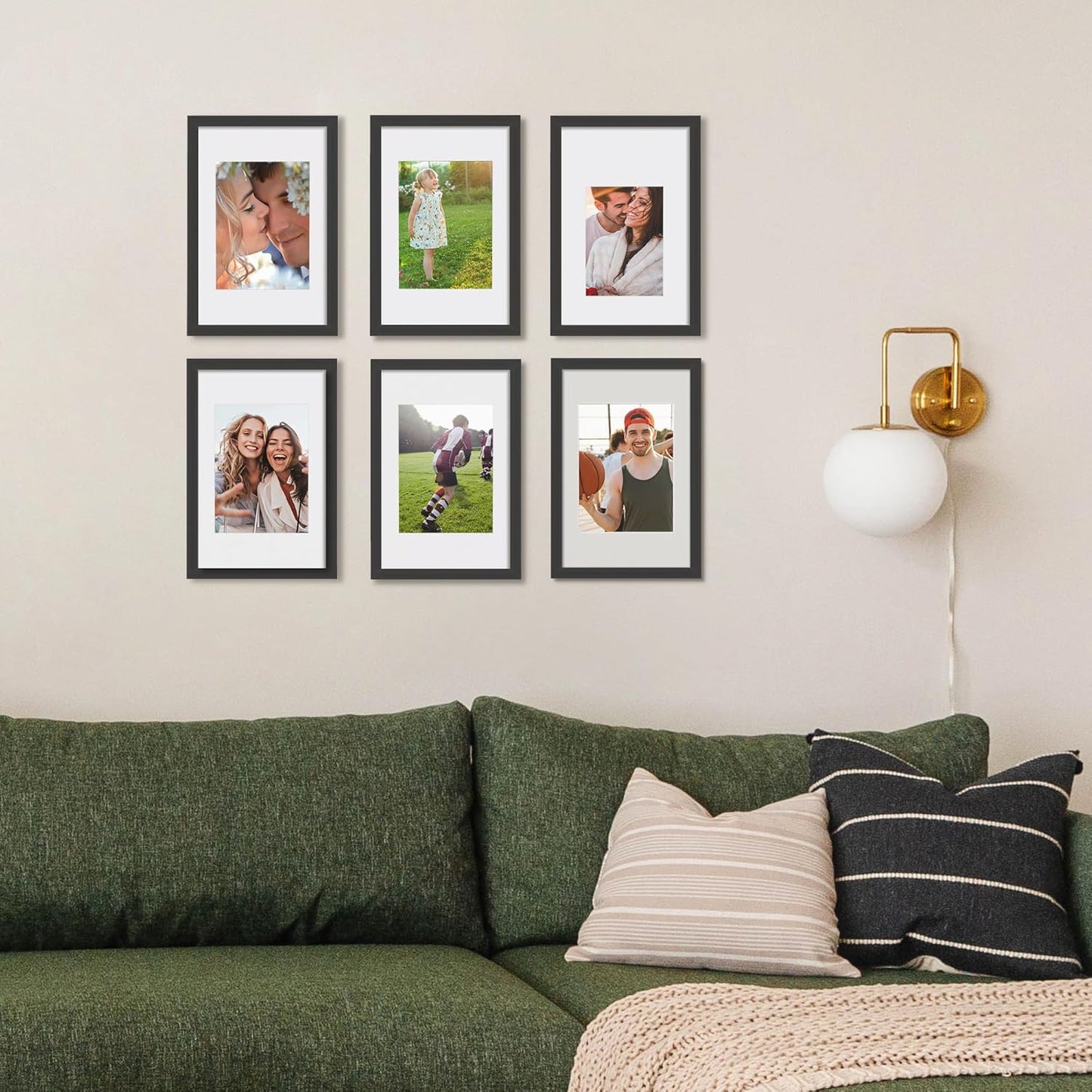 Upsimples 8x12 Picture Frame Set of 5 - Versatile Black Frames for 6x8 or 8x12 Photos | Wall Gallery Decor