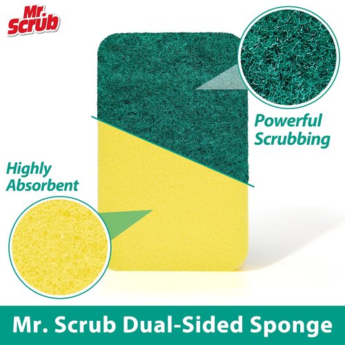 Mr. Scrub Sponges Kitchen Scrub Dish Sponge Scouring Pad, 12 Pack Cleaning Brush Scrubber Supplies for Soap, Dishwashing Dinnerware Sets Pan Pot Towels Cloth Rags Holder Glass Dishwasher Sink Bathroom