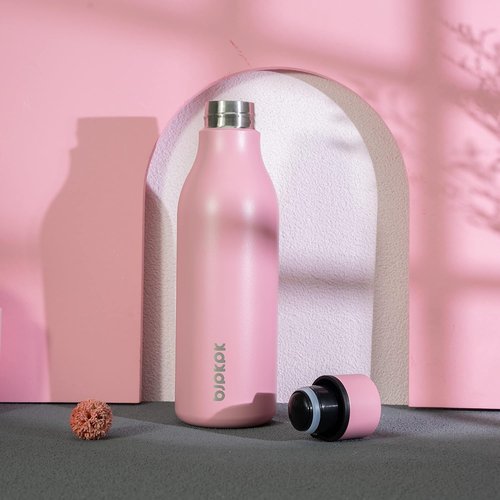 BJPKPK Insulated Water Bottle - 18 oz Stainless Steel, BPA-Free, Leak-Proof Flask for Sports & Travel | Light Pink