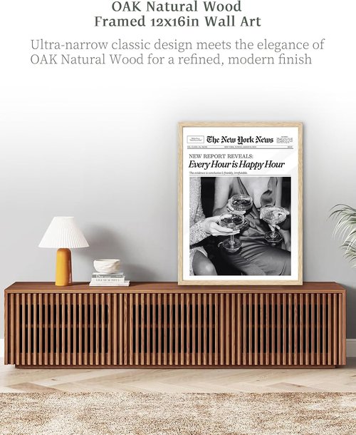 iHery Black Wall Art Print - Trendy Happy Hour New York Design | 12x16in Unframed Canvas Decor
