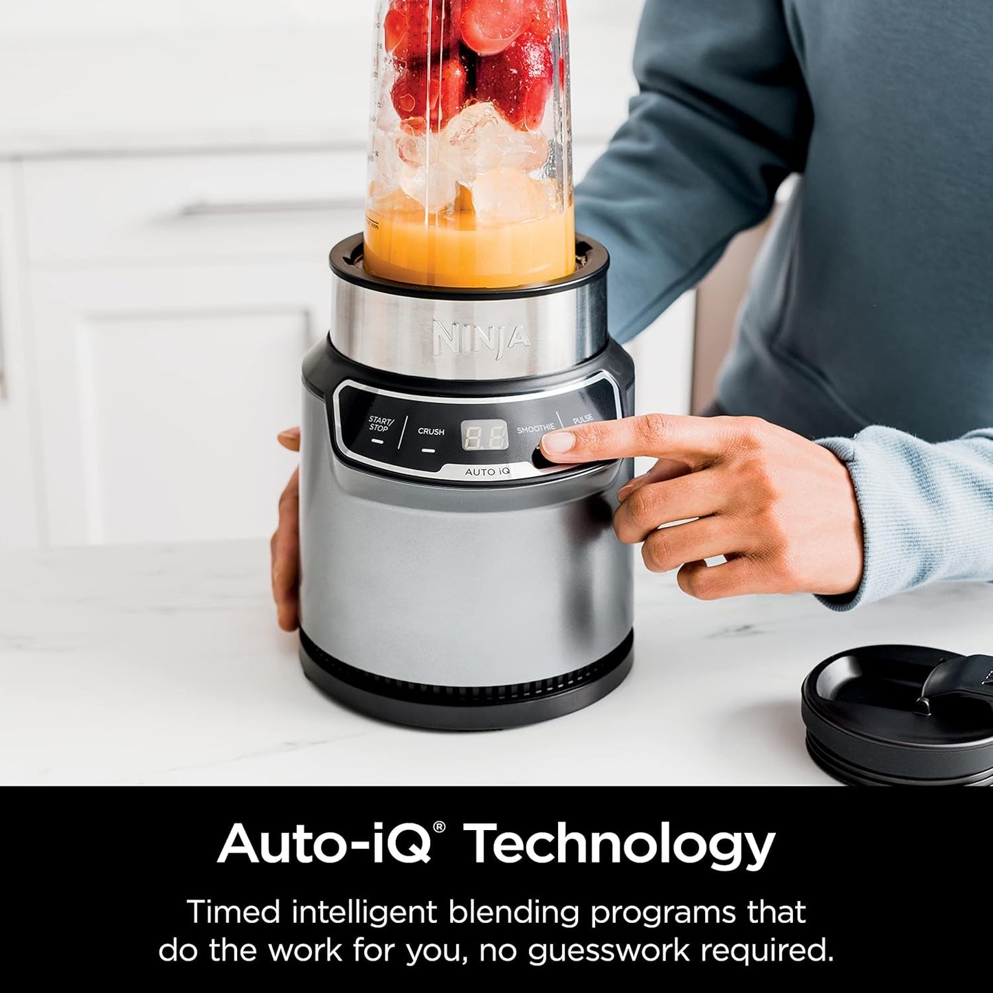 Ninja Nutri Pro Personal Blender - 1100 Peak Watt with Auto-iQ | Cloud Silver (Refurbished)