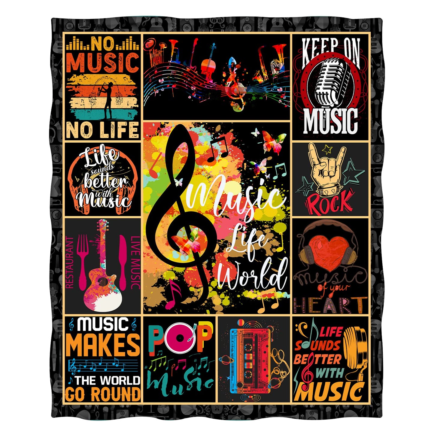 Levens Music Note Blanket Gifts for Women Boys Girls Decor for Bedroom Living Room Birthday Christmas Halloween Office, Warm Soft Cozy Smooth Lightweight Throw Blankets 50"x60"