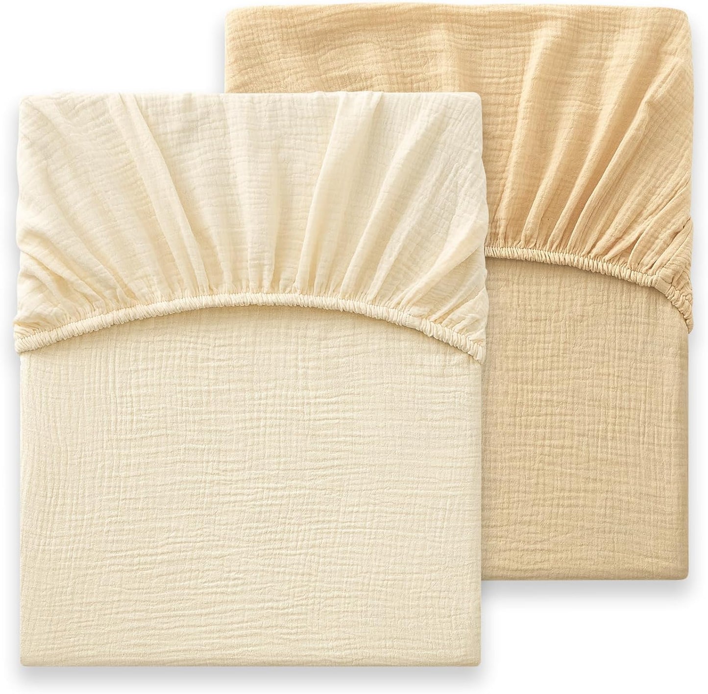 Bailix Heavyweight Muslin Baby Crib Sheets - 2PCS Neutral Fitted 100% Organic Cotton | Soft & Breathable (Cream, Coffee)