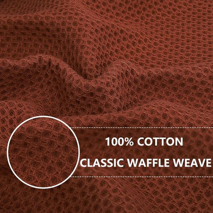Homaxy Kitchen Dish Towels - Ultra Soft 100% Cotton Waffle Weave, Quick Drying, 13 x 28 Inches, 6-Pack, Rust