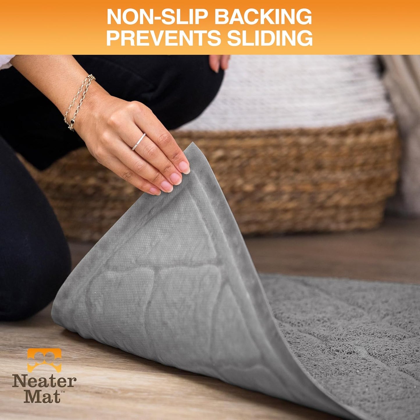 Neater Pets Cat Litter Mat - Thick & Durable Trapper Pad | Soft on Paws, Anti-Skid, Easy to Clean, Grey